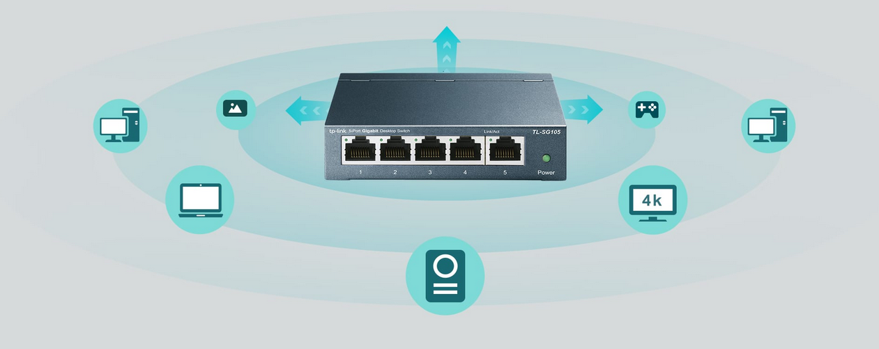 سوئیچ 5 پورت گیگابیتی و دسکتاپ تی پی لینک مدل TL-SG105